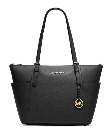 michael kors jet set medium top zip tote black saffiano|michael kors jet set saffiano.